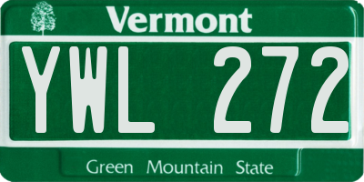 VT license plate YWL272