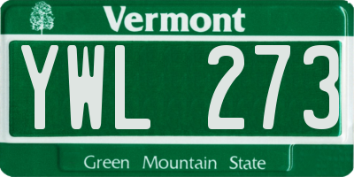 VT license plate YWL273