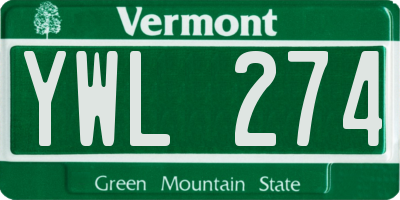 VT license plate YWL274
