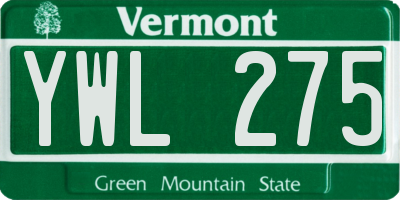 VT license plate YWL275