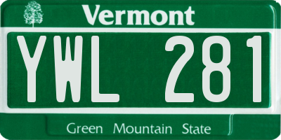 VT license plate YWL281