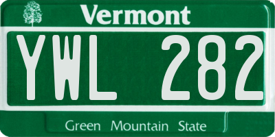 VT license plate YWL282