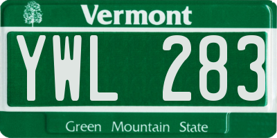 VT license plate YWL283