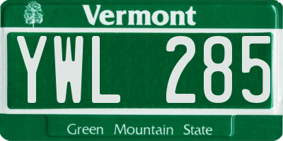 VT license plate YWL285