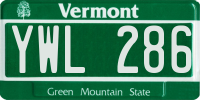 VT license plate YWL286