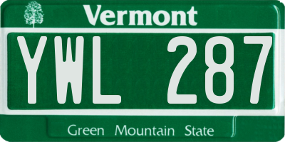 VT license plate YWL287