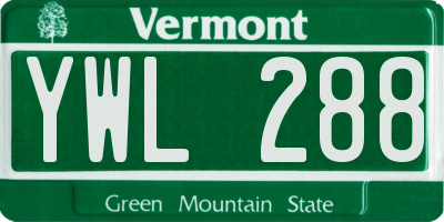 VT license plate YWL288