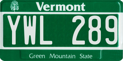 VT license plate YWL289