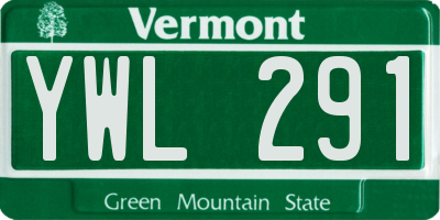 VT license plate YWL291