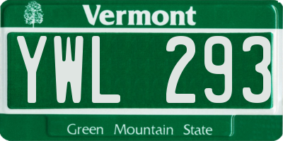 VT license plate YWL293