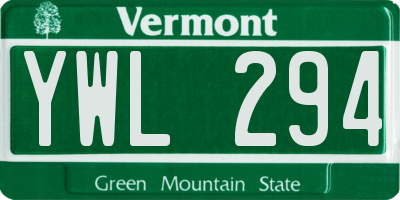 VT license plate YWL294