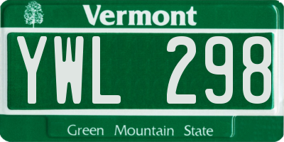 VT license plate YWL298