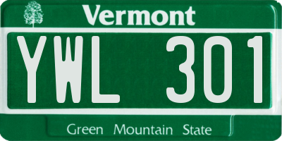 VT license plate YWL301