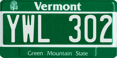 VT license plate YWL302