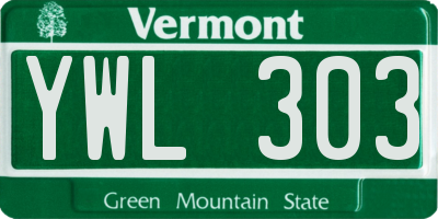 VT license plate YWL303