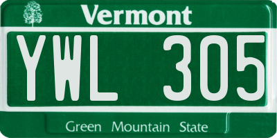 VT license plate YWL305