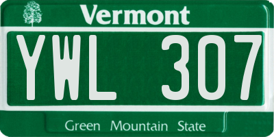 VT license plate YWL307