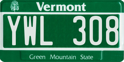 VT license plate YWL308