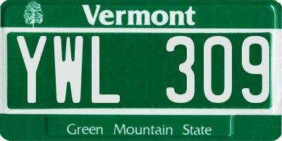 VT license plate YWL309