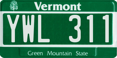 VT license plate YWL311
