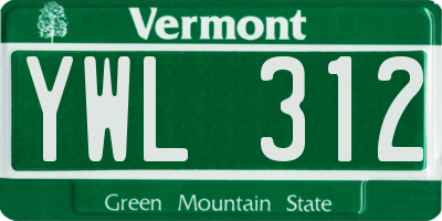 VT license plate YWL312