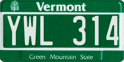 VT license plate YWL314
