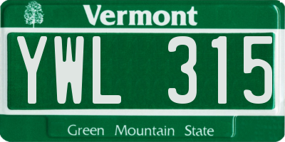 VT license plate YWL315