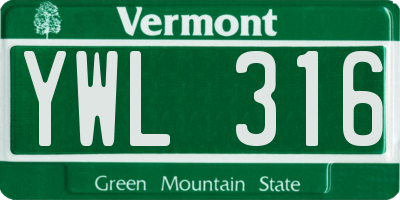 VT license plate YWL316