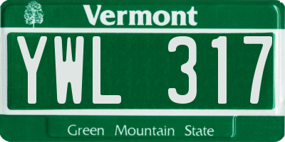 VT license plate YWL317