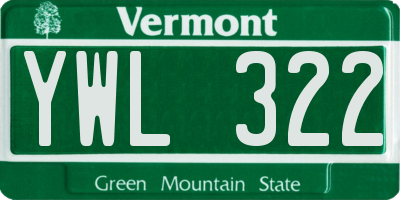 VT license plate YWL322