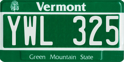 VT license plate YWL325