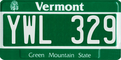 VT license plate YWL329