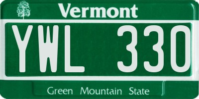 VT license plate YWL330