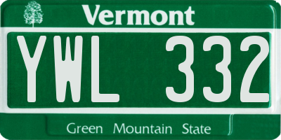 VT license plate YWL332