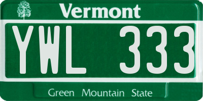 VT license plate YWL333