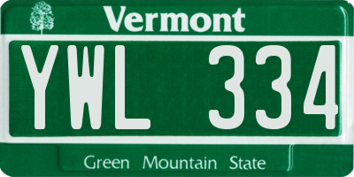 VT license plate YWL334