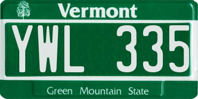 VT license plate YWL335