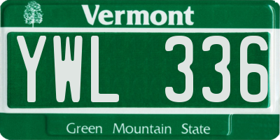 VT license plate YWL336