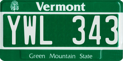 VT license plate YWL343