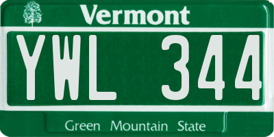 VT license plate YWL344