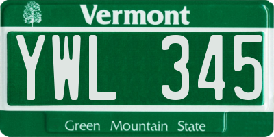 VT license plate YWL345