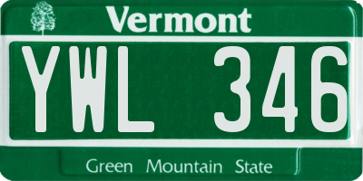 VT license plate YWL346
