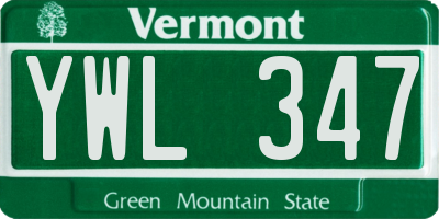 VT license plate YWL347