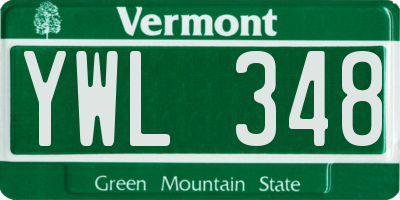 VT license plate YWL348