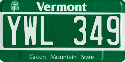 VT license plate YWL349