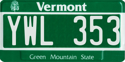 VT license plate YWL353