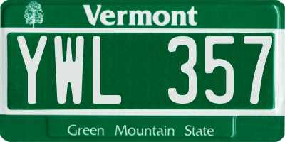 VT license plate YWL357