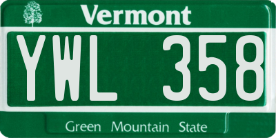 VT license plate YWL358