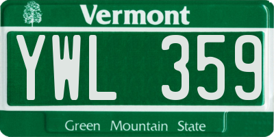 VT license plate YWL359