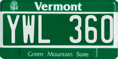 VT license plate YWL360